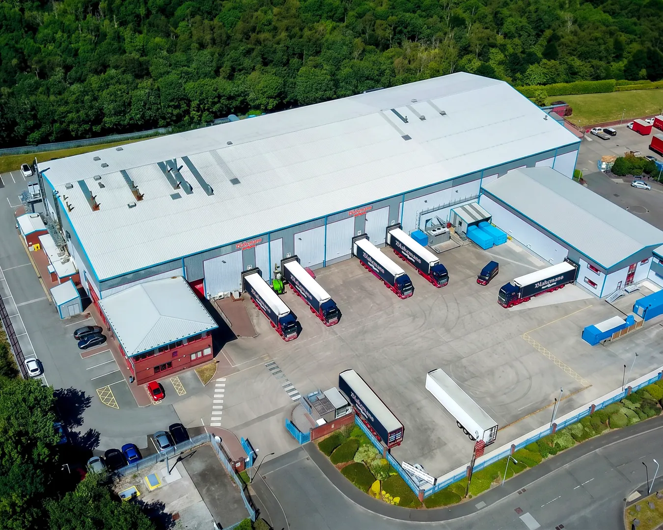 Aerial view of food production facility